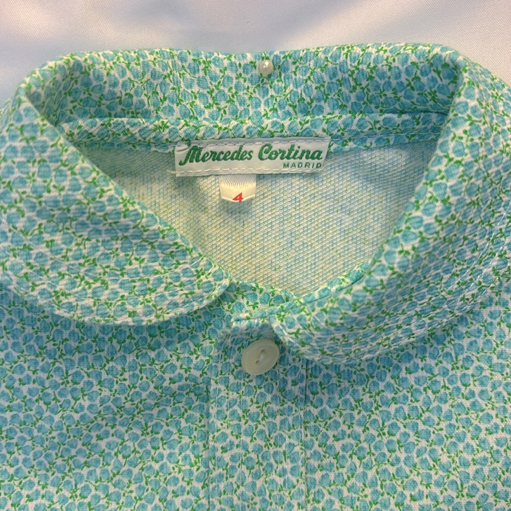 NWOT MERCEDES CORTINA KIDS EUROPEAN STYLE ROUND COLLAR BUTTON DOWN SHIRT SIZE 4 - Picture 5 of 8